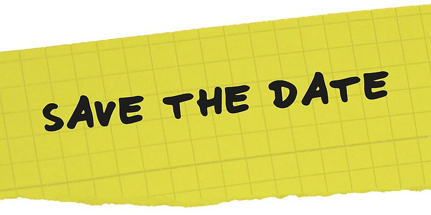 yellow paper that says Save the Date