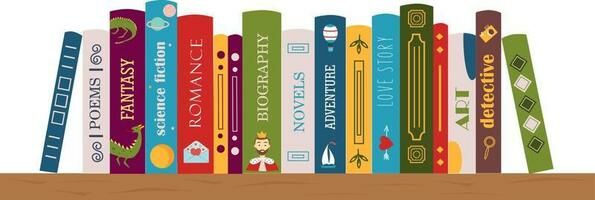 books with genre names on the spine